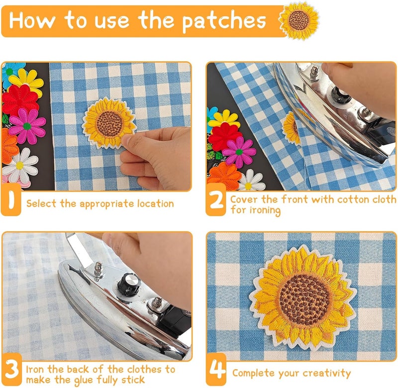 RF-patch 42 Pcs Flower Iron on Patches, Embroidered Butterfly Iron on/Sew on Patches for Clothes, Hats, Dress, Backpacks - Image 3